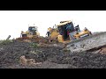 Extremely Skill Operator Bulldozer Pushing Mud Dirt