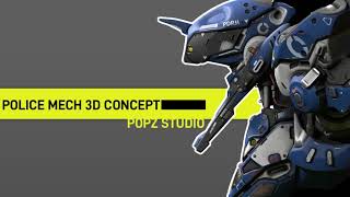 Police Mecha 3D coat concept sculpt, From sculpt to texture