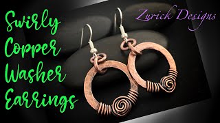 DIY Jewelry- Swirly Hammered Copper Washer Earrings- Quick & Easy!