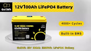 GoKWh 12V 100Ah LiFePO4 Lithium Battery with LCD