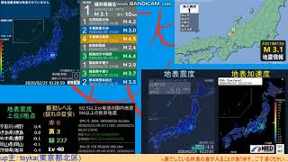 2020/2/21 10:24 奄美大島近海 最大震度1