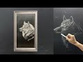 【 demonstration 】 chalkboard chalk drawing ｜realistic drawing of animals how to draw a wolf