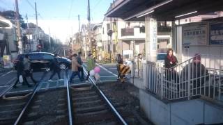 東急世田谷線300形山下駅～上町駅間後方展望