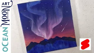 Painting an Easy Northern Lights Galaxy 🌌 🎨 #shorts #paintingshorts │ Beginner Acrylic Painting