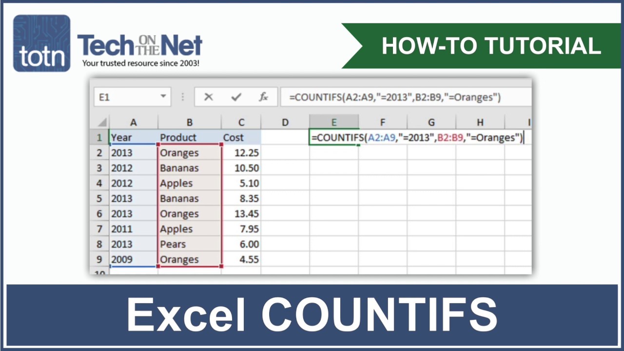 How To Use The COUNTIFS Function In Excel - YouTube