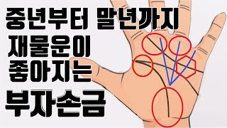 [부자손금] 50대 이후부터 말년에 재물운이 발복이 잘되어 부자 되는 손금