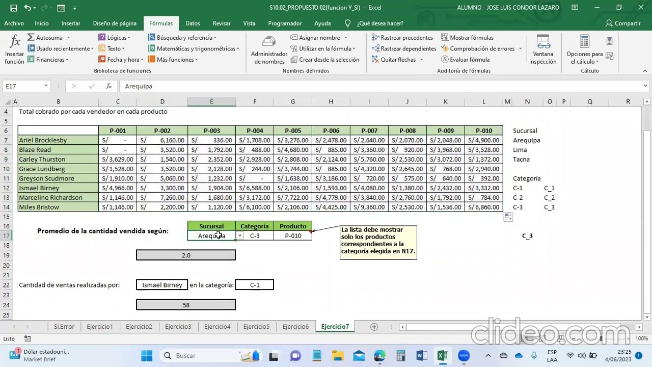 Validación De Datos Y Funciones Si, Buscarv, Sumar.si.conjunto Promedio ...