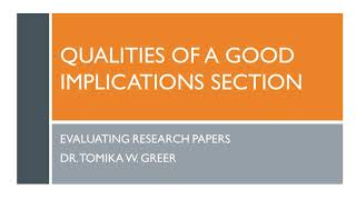 Writing and evaluating the Implications of a research study