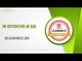 In Operator in SQL | Learnomate Technologies
