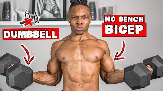 DUMBBELL ONLY BICEP WORKOUT AT HOME | NO BENCH NEEDED!