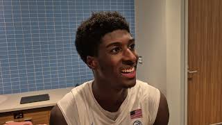 UNC's Ian Jackson, Drake Powell and RJ Davis after the Tar Heels' win over SMU