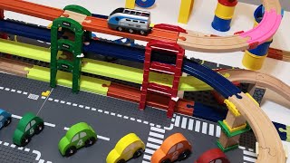 Brio, Train Track Setup, three level train, 8 Bridges, 3 Levels! Cars, Passenger and Steam Trains!