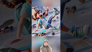 Ding dong sad story princess fell when Playing skateboard #shorts #feed