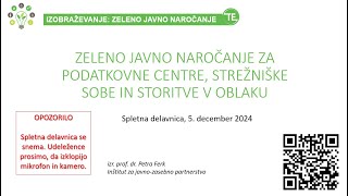 Spletna delavnica: Zeleno javno naročanje za podatkovne centre, strežniške sobe in storitve v oblaku