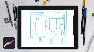 Drawing a Floor Plan Sketch in Procreate | Interior Sketching
