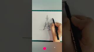 Let's draw Eiffel Tower 🗼 Super easy to draw 🤩#shorts #eiffeltower #drawing