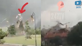 Powerful Tornado 🌪 in Zierikzee, Netherlands - The roofs of several buildings have been blown off!