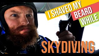 NZ's highest barbershop (20,000 ft). Sam/Frenchie shaves his beard while skydiving!!!