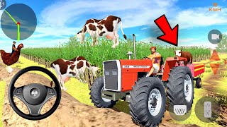 Indian Tractor Driving 3D - Farting Cow Transport- Mobile Gameplay [Tractor Game Android]