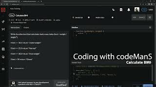 Codewars 8 kyu Calculate BMI JavaScript