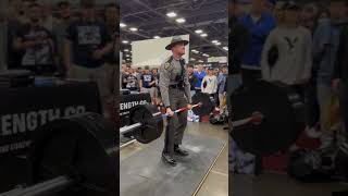 STATE TROOPER DEADLIFTS 405 IN UNIFORM! | #thearnold #shorts #youtubeshorts