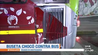 Accidente entre un Transmilenio y un bus deja 15 lesionados en Bogotá