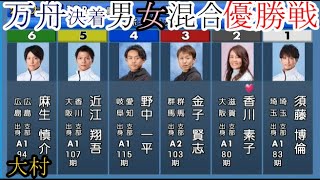 【大村競艇】万舟決着「優勝戦」①須藤博倫②香川素子③金子賢志④野中一平⑤近江翔吾⑥麻生慎介