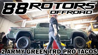 2 BRAND NEW ARMY GREEN TACOMA TRD PROS, SHIM & AAL SETUP WITH 33'S