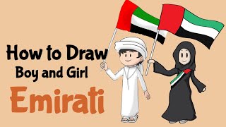 How To Draw A Boy And Girl Emirati | Emirati Boy And Girl Drawing I Pencil Sketch Of UAE Kids