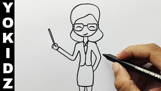 Teacher Day Drawing | Teacher Drawing Easy | Teacher's Day Card Idea