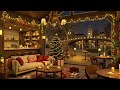 holiday jazz🎄 warm cafe space on the elbe river ~ snowy night with christmas jazz for relaxing