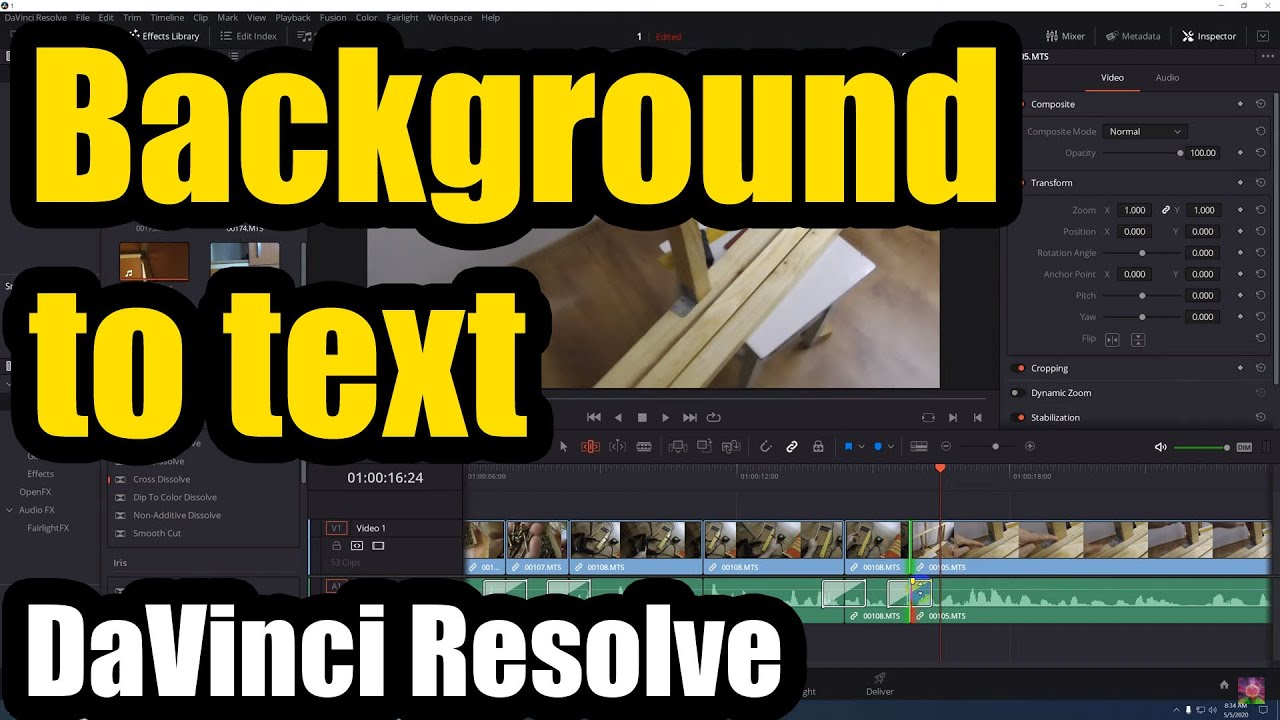 Текст в davinci resolve