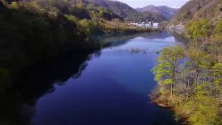 群馬県 奥四万湖 浮島と四万ブルー Okushima-Ko