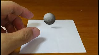 Very Easy!! How To Drawing 3D Floating METAL BALL  - Anamorphic Illusion - 3D Trick Art on paper