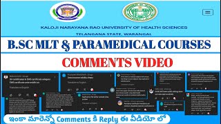 KNRUHS B.SC MLT \u0026 PARAMEDICAL COURSES COMMENTS VIDEO It helps you to know more..