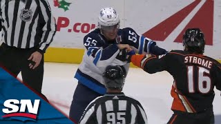 Jets' Mark Scheifele Drops Gloves With Ryan Strome After Knee-To-Knee Hit On Kyle Connor