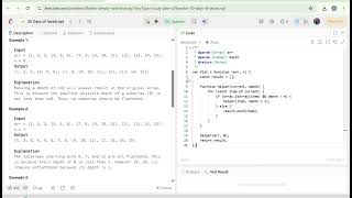 Day 26 of My 30 Days of JavaScript Challenge — LeetCode 2625 Flatten Deeply Nested Array 🧩