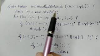 Balanced Parenthesis using Stack