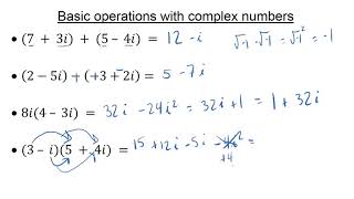 Algebra 2 Introduction to Operations with Complex Numbers