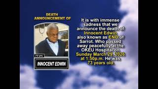 Innocent Edwin ~ Short Obituary
