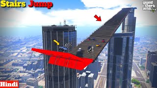 Indian Cars Vs BIG Stairs Jump Challenge GTA 5