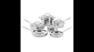 Cuisinart TPS-10 10 Piece Tri-Ply Stainless Steel Cookware Set, Silver