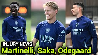 Arsenal Training | Saka, Martinelli \u0026 Odegaard Injury Update ahead of Bournemouth