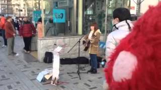 TokyoHarajuku神宮橋20140112日曜新人marina神宮橋の主おもちゃくん