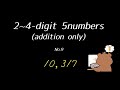 としひこ先生　としひこ先生の英語読み上げ算2~4桁5口加算 yomiagezan in english 2~4 digit 5numbers addition only