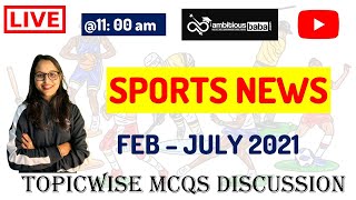 11:00 AM -  Topicwise CA in MCQs| SPORTS NEWS | SBI CLERK MAINS, SSC, IBPS