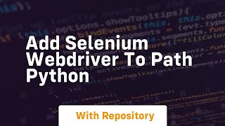 add selenium webdriver to path python