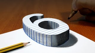 Draw a Number 6 on Line Paper 3D Trick Art