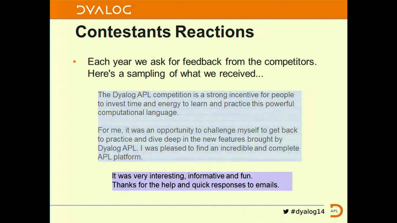 Dyalog14: How I Won The APL Problem Solving Competition - Intro - YouTube