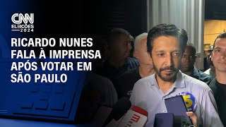 Ricardo Nunes fala à imprensa após votar em São Paulo | CNN ELEIÇÕES